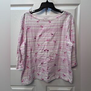 Talbots Women's Pink Flamingo 3/4 sleeve Top